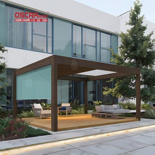 Eco - Friendly Waterproof Sunshade Electric Flap Shutter Aluminum Canopy Pavilion Patio Garden Balcony Retractable Pergola