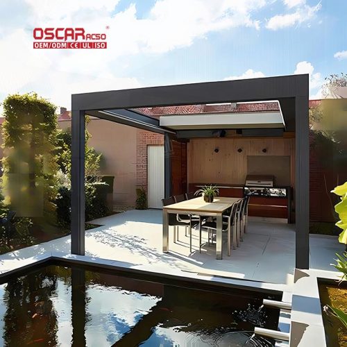 Eco - Friendly Waterproof Aluminum Louver Roof System Kits Outdoor Patio Garden Backyard Bioclimatic Pergola Retractable Pergola