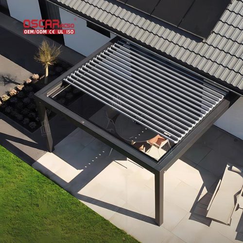 Outdoor Villa Garden 3X3M 3X4M Sunshade Bioclimatic Louvered Roof Canopy Patio Terrace Backyard Retractable Pergola
