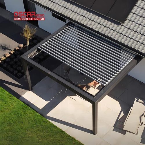 Motorized Opening Waterproof Louvered Aluminium Pergola with Automatic Function Ideal Garden Patio Backyard Retractable Pergola