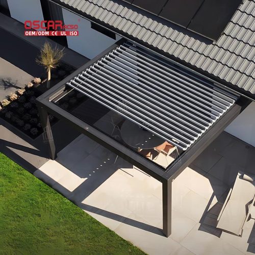 Popular Manual & Motorized Waterproof Aluminium Louvered Outdoor Bioclimatica Pergola Garden Patio Backyard Retractable Pergola