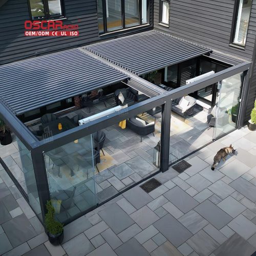 4X4 Adjustable Waterproof Customizable Louvered Patio Lawn Garden Roof Pergola Retractable Pergola