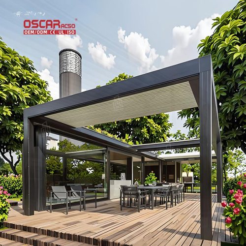 Aluminum Pergola 4X6M Set Adjustable Ventilation Modern Design Outdoor Patio Garden Backyard Shading Retractable Pergola