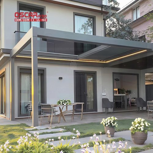 3X3 Garden Gazebo Bioclimatic Aluminium Automatic Pergola Roof System Suitable For Outdoor Backyard Patio Retractable Pergola