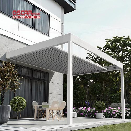 Waterproof Opening Aluminium Louvre Roof Outdoor Garden Bioclimatic Space Ideal Patio Backyard Courtyard Retractable Pergola