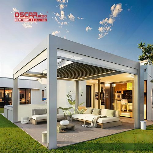 Outdoor Patio Sunshade with Shutter Function and Open - Air Design Gazebo Garden Backyard Terrace Retractable Pergola