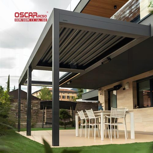 Retractable Aluminium Louvered Roof Garden Patio Terrace Outdoor Bioclimatic Opening Pergola System Retractable Pergola