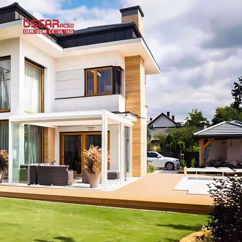 Motorized Aluminium Louvered Roof Pergola Ideal Gardens Patios Backyards innovative Bioclimatic Structure Retractable Pergola