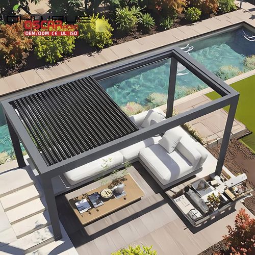 Louvered Pergola Set Ideal Backyard Patio Garden with Adjustable Louvers and Weather - Resistant Design Retractable Pergola
