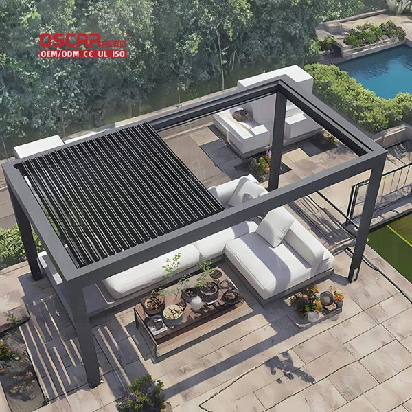 Weatherproof Adjustable Metal Outdoor Shade Screens Garden Terrace Balcony Backyard Patio Pergola Blinds Retractable Pergola