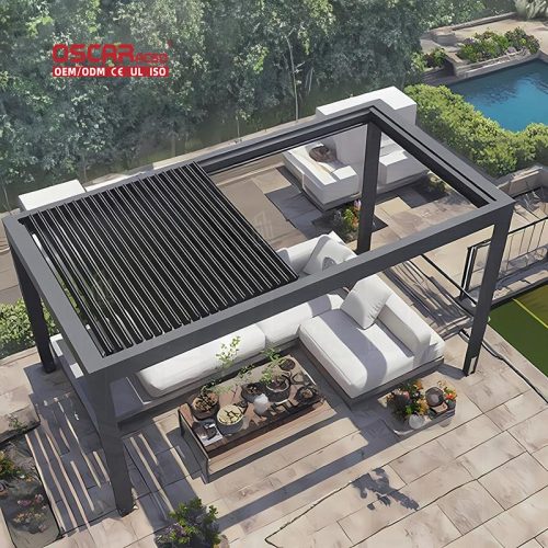 Outdoor Aluminium Louvered Pergola Cover Garden Patio Poolside Waterproof Customized Pavilion Gazebo Retractable Pergola