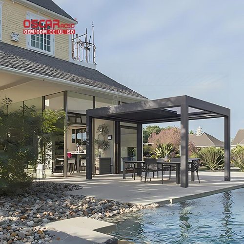 4X3 Outdoor Louvered Aluminum Canopy Garden Patio Balcony Bioclimatic Pergola Awning Kits Roof System Retractable Pergola