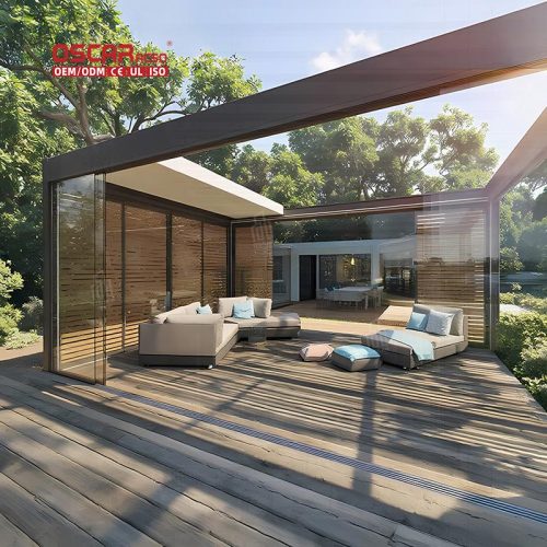 Wholesale Modern Outdoor Bioclimatic Louvre Aluminium Structure 5X3 4X3 6X4 Garden Patio Backyard Retractable Pergola