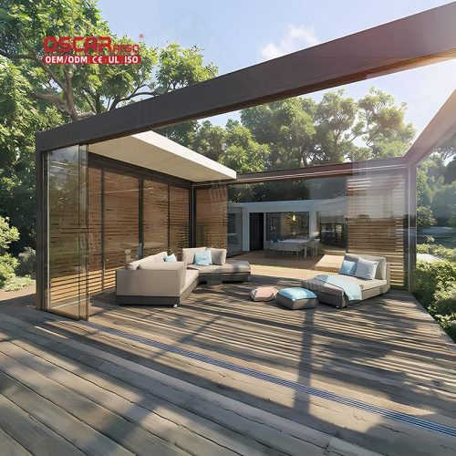 Outdoor Aluminum Pergola with Waterproof Roof and Opening Blinds Ideal Garden Terrace and Backyard Retractable Pergola