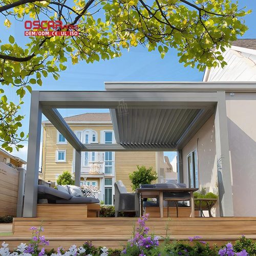 Electric Sunshade Backyard Patio Metal Outdoor Garden Roof Cover Shutter Ideal Leisure Gatherings Bbqs Retractable Pergola