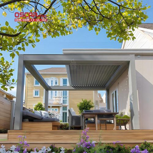 Outdoor Waterproof Aluminium Louvered Motorized Roof Kits Garden Patio Backyard Retractable Pergola