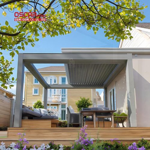 Hot Sale Waterproof Retractable Louvered Aluminum Structure Backyard Patio Garden Outdoor Space Retractable Pergola