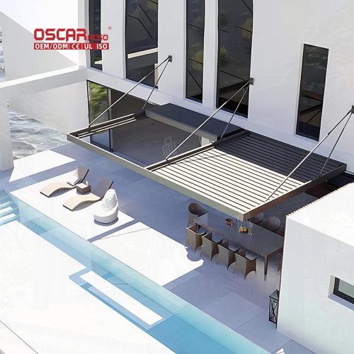 Aluminium Blade Roof Outdoor Sunshade Electric Louvered Structure Ideal Gardens Patios and Backyards Retractable Pergola