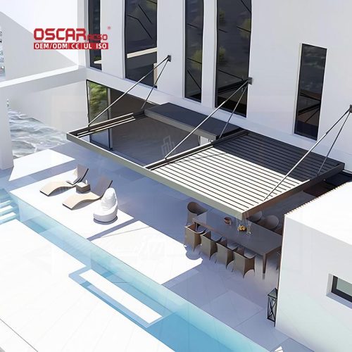 Customized Bioclimatic New Design Waterproof Louvered Outdoor Motorized Pergolas Garden Patio Poolside Retractable Pergola
