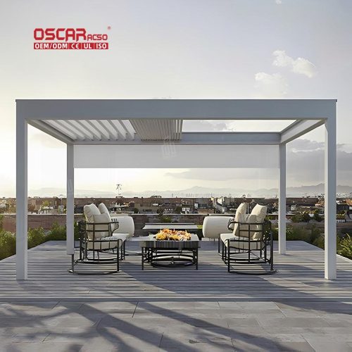 Modern Design Bioclimatic Motorized Adjustable Roof Outdoor Shade Structure Garden Patio Backyard 4X4 Retractable Pergola