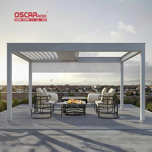 4X6 Latest Design Powder Coating Louvered Roof Aluminium Gazebos Pavilions Garden Patio Backyard Retractable Pergola