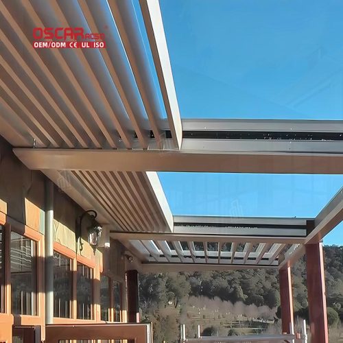 6M X 3M European Style Adjustable Motorized Louvered Glass Pergola Garden Patio Backyard Retractable Pergola