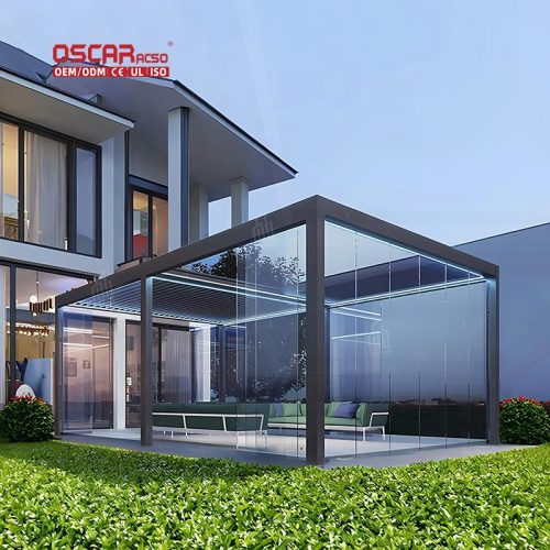 Aluminum Bioclimate Sliding Top Window Rooftop Comfortable Adjustable Pergola Garden Patio Backyard Retractable Pergola
