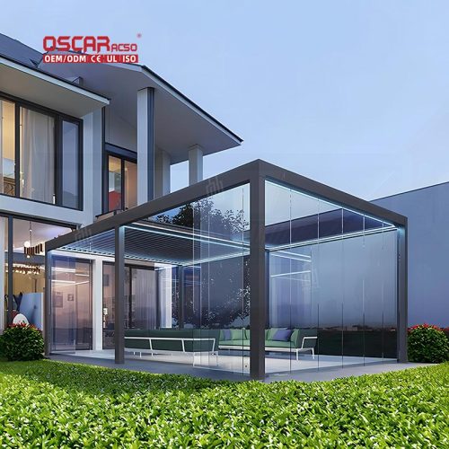 Waterproof Remote - Controlled Aluminium Outdoor Shade Structure Garden Patio Balcony Retractable Pergola