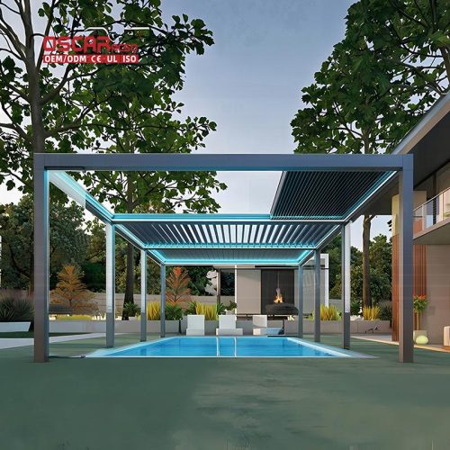 Outdoor Waterproof Electric Louvered Roof Covers Bioclimatic Aluminum Roof Systems Garden Patio Balcony Retractable Pergola