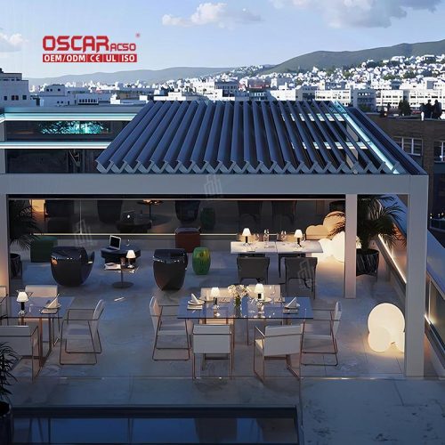 Operable Motorized Adjustable Removable Aluminium Louvre Pergola Garden Deck Outdoor Patio Retractable Pergola