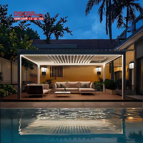 5X5 Louvered Aluminum Outdoor Shading Structure Garden Patio Backyard Retractable Pergola