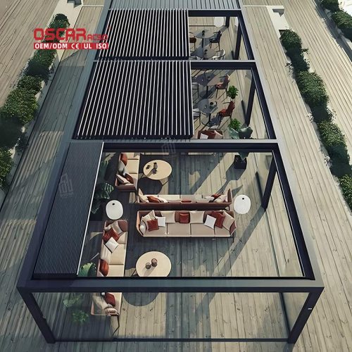 Waterproof Opening Aluminium Louvre Roof Outdoor Garden Bioclimatic Space Ideal Patio Backyard Courtyard Retractable Pergola