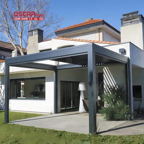 3X4 Luxury Garden Motorised Outdoor Aluminum Patio Roof with Louvers Gazebo Pergola in Outdoor Garden Patio Retractable Pergola