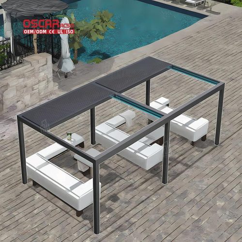 Louvered Roof with Led Light Motorized Customized Patio Garden Backyard Outdoor Aluminium Pergola Retractable Pergola