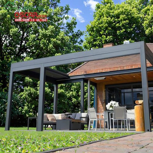 3X6 Luxury Electric Outdoor Sunshade Aluminum Waterproof Adjustable Louver Garden Patio Outdoor Scenes Retractable Pergola