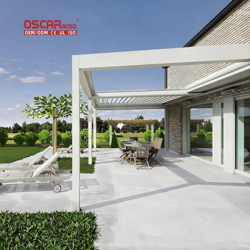 Motorized Waterproof Covers Pergola with Led Lights Ideal Backyard Patio Garden Retractable Pergola