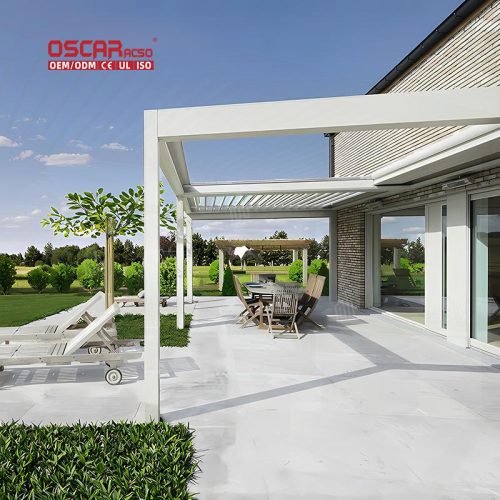 Motorized Aluminium Louvered Roof Pergola Ideal Gardens Patios Backyards innovative Bioclimatic Structure Retractable Pergola