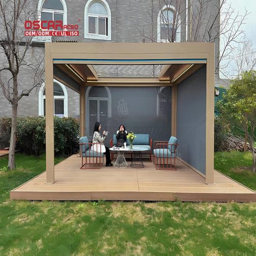 Motorised Outdoor Opening Roof Louver Waterproof Patio Furniture Garden Ideal Backyard Poolside Courtyard Retractable Pergola