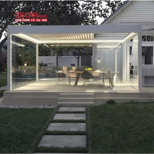 Louvered Aluminum Pergola Set Ideal Backyard Patio Garden Outdoor Use Adjustable Shading Stylish Design Retractable Pergola