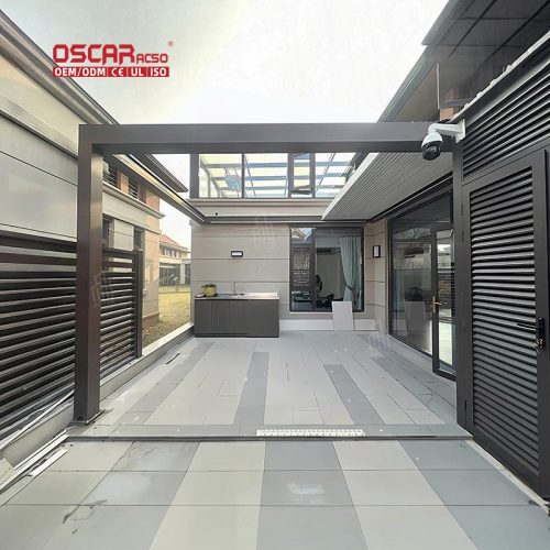Bioclimatic Outdoor Shade Structures Backyard Patio Garden Ideal Sun Protection and Ventilation Retractable Pergola
