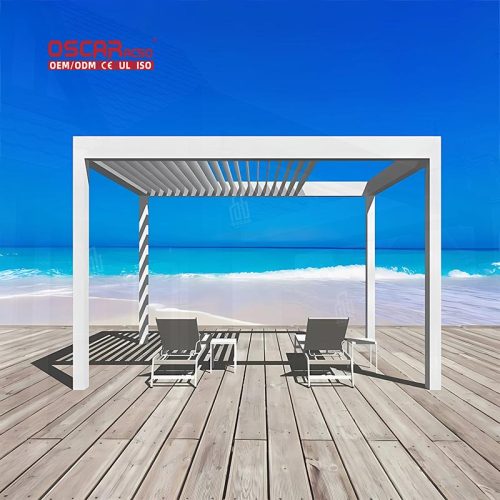 Waterproof Motorized Louvered Roof Awning Garden Patio Balcony Bioclimatic Pergola Systems Retractable Pergola