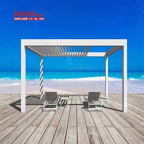 Waterproof Bioclimate Roof with Ip65 Motor innovative Louver Blade Structure Garden Patio Backyard Retractable Pergola