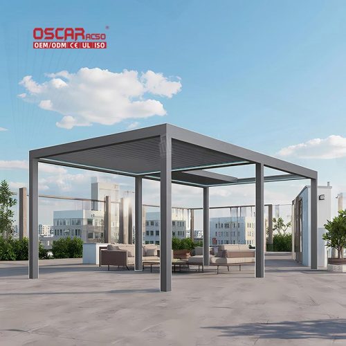 Hot Sale Waterproof Retractable Louvered Roof Structure Backyard Patio Garden Outdoor Space Retractable Pergola
