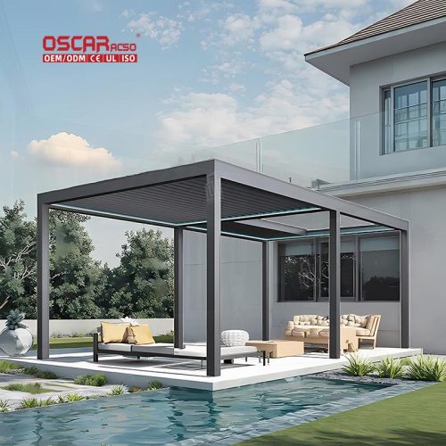 3X3 3X4 4X4 6X4M Outdoor Waterproof Aluminium Bioclimatic Cover Louvered Structure Garden Patio Balcony Retractable Pergola