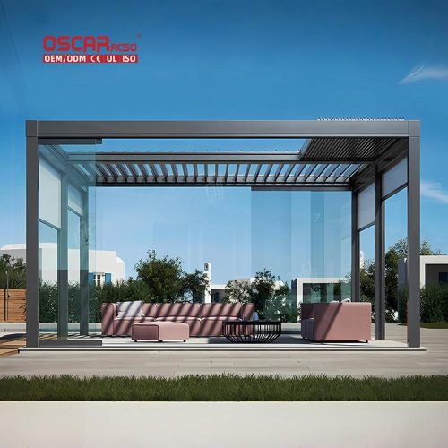Garden Yard Terrace Roof Event Waterproof Adjustable Bioclimatic Louvered Aluminum Gazebo Pergola Awning Retractable Pergola