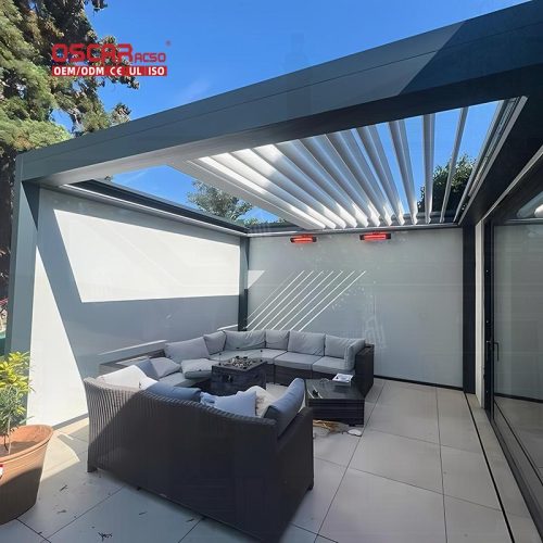 2024 Newest Electric Waterproof Louvered Aluminium Pergola Pavilion Garden Outdoor Patio Backyard Retractable Pergola