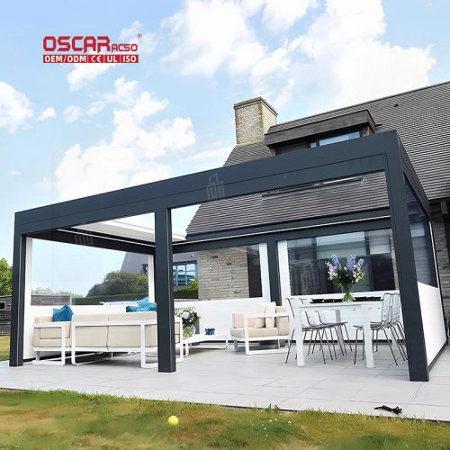 4X4 Adjustable Waterproof Customizable Louvered Patio Lawn Garden Roof Pergola Retractable Pergola