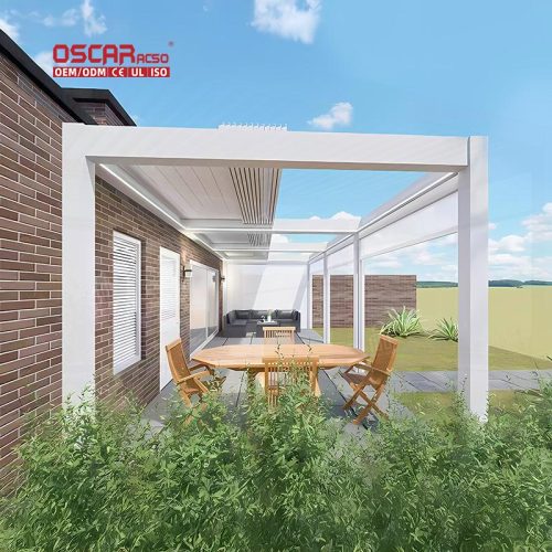 Door Pergola with Louver Frame Recreation Areas Aluminum Structure Suitable Gardens Patios Backyards Retractable Pergola