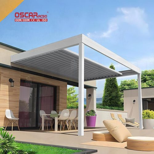 Summer Opening Louvered Motorized Roofing Awnings Patio Balcony Garden Retractable Pergola