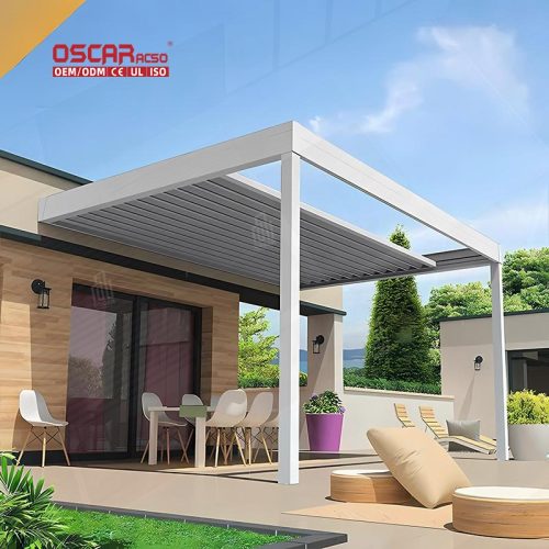 Waterproof Louvered Aluminum Roof Gazebo Garden Patio Backyard with Adjustable Feature and Stylish Design Retractable Pergola